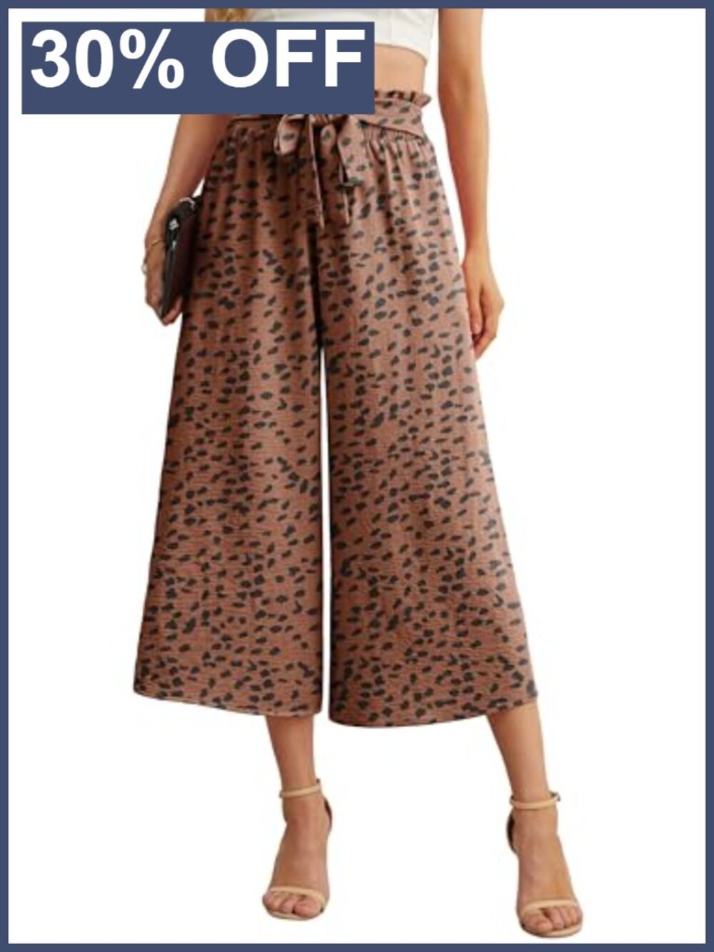 IWOLLENCE Flowy Wide Leg Palazzo Pants High Waist Adjustable Knot Summer Beach